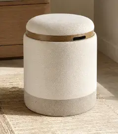 Puuf tapizado gris oscuro Deva Natural
