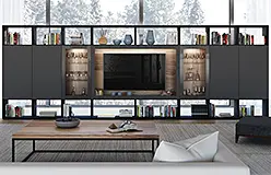 Mueble de salón para tv con vitrina y luz de led Uptown