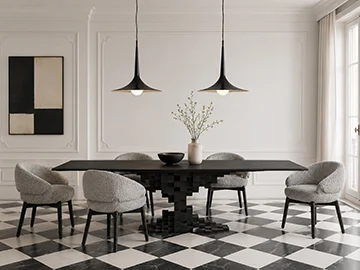 Mesa de comedor Pétria madera maciza de mango negro arenado