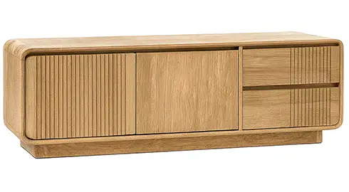 Mesa de televisión 2 puertas 2 cajones madera de teka Eyre Mesa de televisión 2 puertas 2 cajones madera de teka Eyre