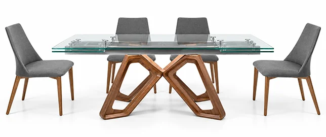 Mesa de comedor extensible nogal y cristal Jero Ángel Cerdá 1122 Mesa de comedor extensible nogal y cristal Jero Ángel Cerdá 1122