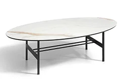 Mesa de centro ovalada porcelánico y metal Mesa de centro ovalada porcelánico y metal