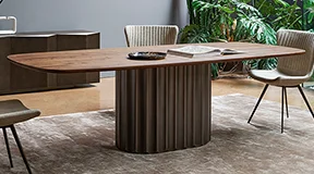 Mesa de comedor esquinas redondeadas madera Dorian Bonaldo Mesa de comedor esquinas redondeadas madera Dorian Bonaldo