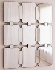 Espejo rectangular de pared con marco de metal