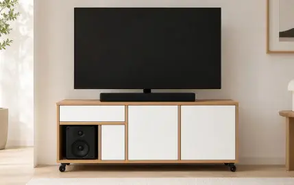 Mesa de televisión 3 puertas 1 cajón con ruedas Osaka Mesa de televisión 3 puertas 1 cajón con ruedas Osaka