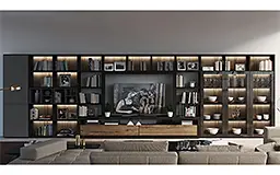 Mueble de salón para tv con vitrina y luz de led Downtown