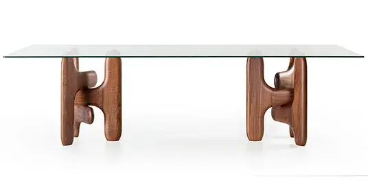 Mesa de comedor madera y cristal Clifford Pacini y Cappellini