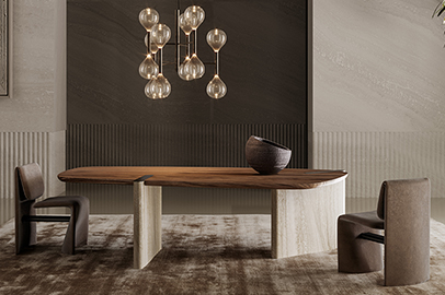 Mesa de comedor madera y mrmol Flatiron Bonaldo