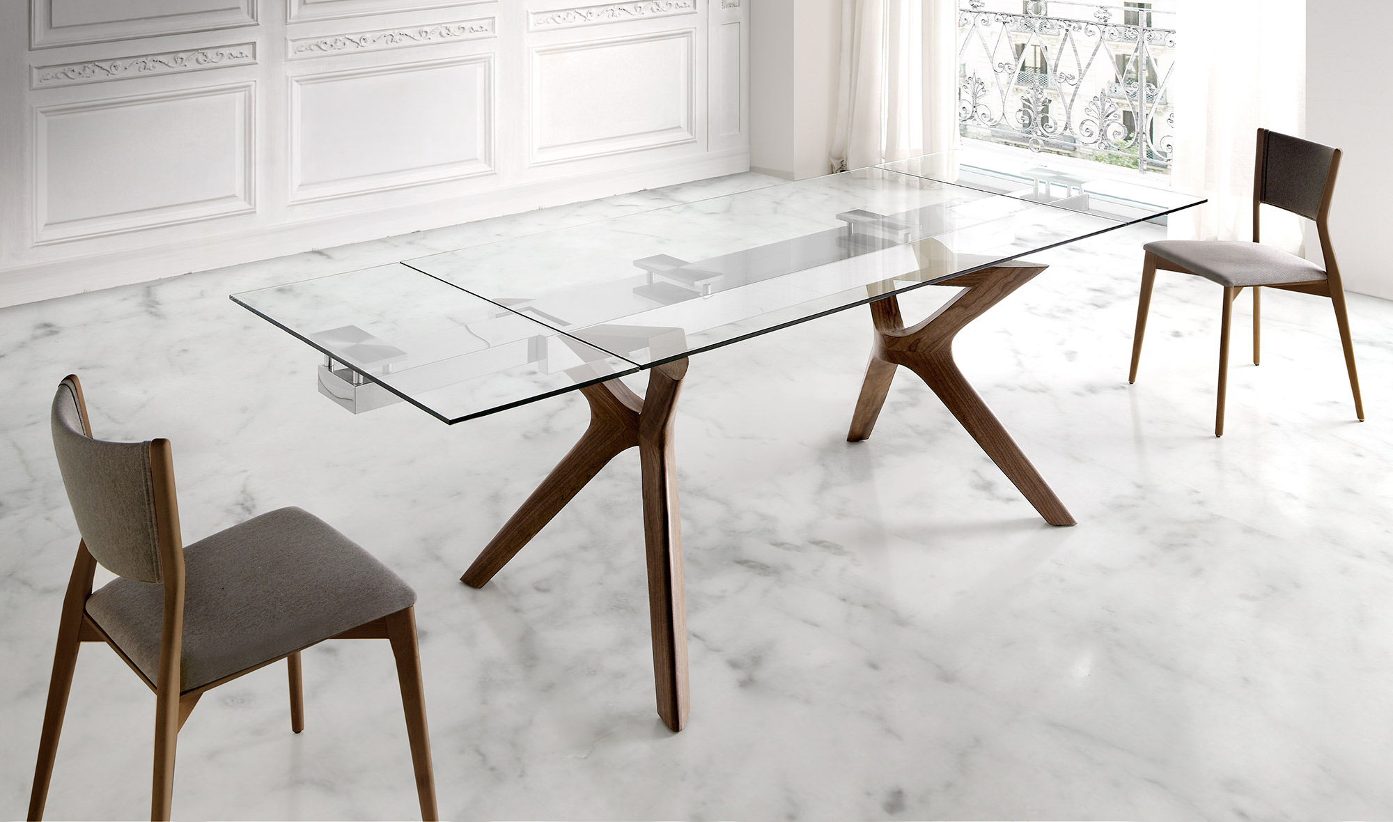 Mesa de comedor extensible cristal Lin de lujo en Portobellostreet México.  Tu tienda de muebles de lujo