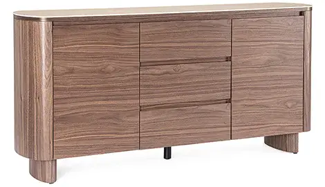 Aparador curvo nogal y porcelánico Kezel