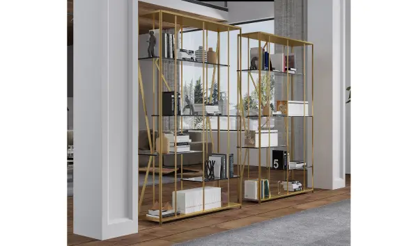 Librerï¿½a Varila estocolmo Dorado mate cristal transparente