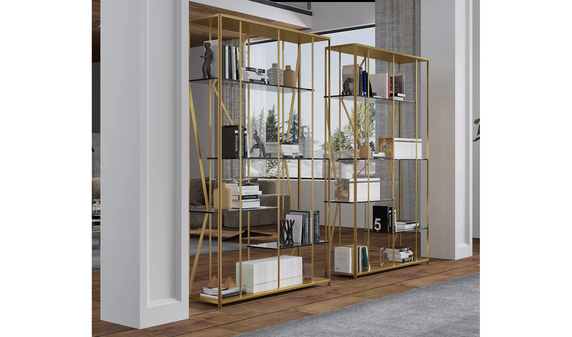 Librerï¿½a Varila estocolmo Dorado mate cristal transparente