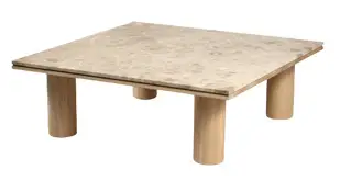 Mesa de centro roble macizo mármol Yzma