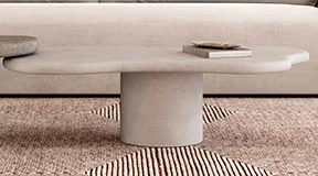 Mesa de centro irrregular microcemento natural Indo Mesa de centro irrregular microcemento natural Indo