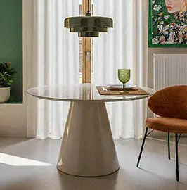 Mesa de comedor redonda lacada en topo alto brillo 120 Lieja