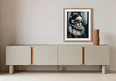 Mueble de tv lacado en topo con detalles en roble Charleroi Mueble de tv lacado en topo con detalles en roble Charleroi