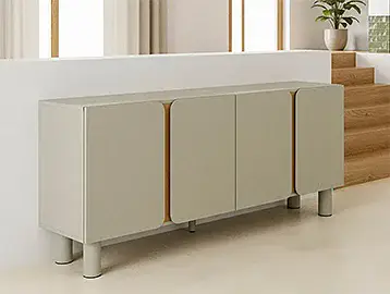 Aparador 4 puertas lacado en topo con detalles en roble Charleroi Aparador 4 puertas lacado en topo con detalles en roble Charleroi