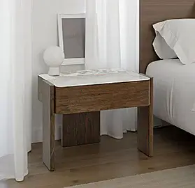 Mesa de noche Giovanni nogal y porcelánico