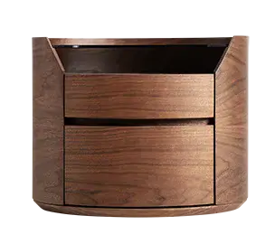 Mesa de noche Lecco nogal y tapa porcelánica y cristal