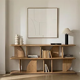 Estantería baja de madera natural Vela ancho 180