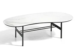 Mesa de centro riñón porcelánico y metal Mesa de centro riñón porcelánico y metal