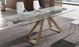 Mesa de comedor extensible cristal y champagne Lierelva