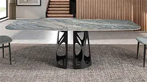 Mesa de comedor esquinas redondeadas porcelánico Floen
