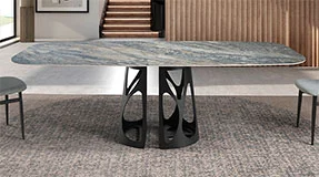 Mesa de comedor esquinas redondeadas porcelánico Floen Mesa de comedor esquinas redondeadas porcelánico Floen