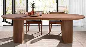 Mesa de comedor esquinas redondeadas nogal Temeria Angel Cerda