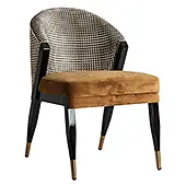 Silla de comedor tapizada mostaza y estampado