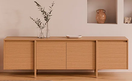 Mesa de televisión grande 4 puertas roble Pacific