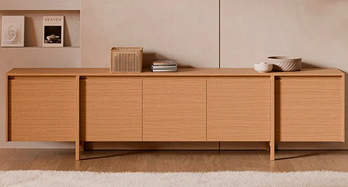 Mesa de televisión 5 puertas roble Pacific