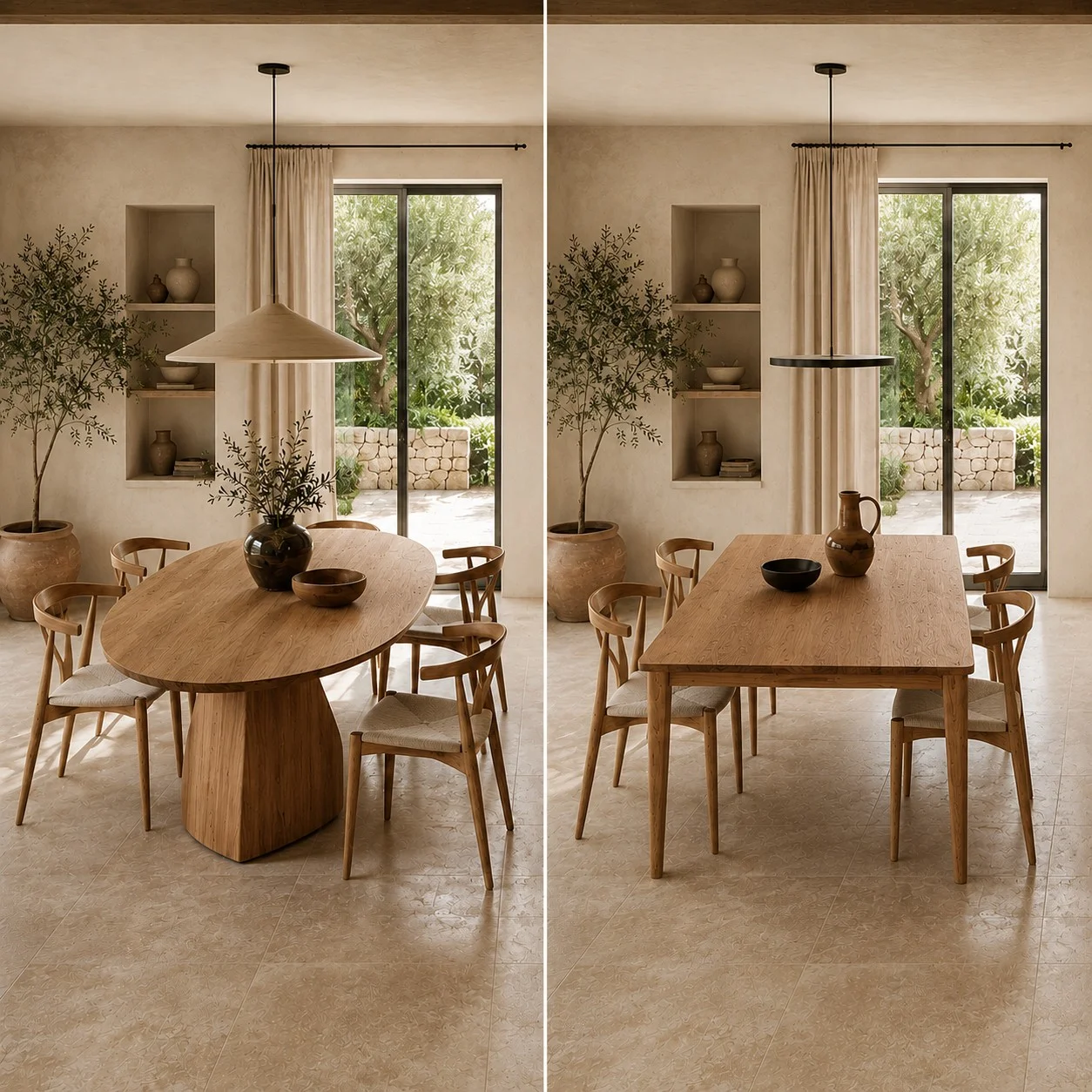 Mesa de comedor con pie central o cuatro patas