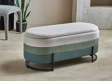 Descalzadora beige verde y azul con tapa extraible