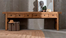 Consola 6 cajones natural madera de olmo