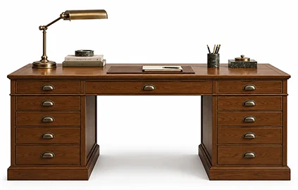 Mesa de despacho clásica 13 cajones doble pedestal Portobello