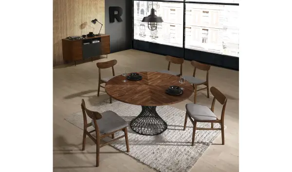 Mesa de comedor redonda industrial Gari