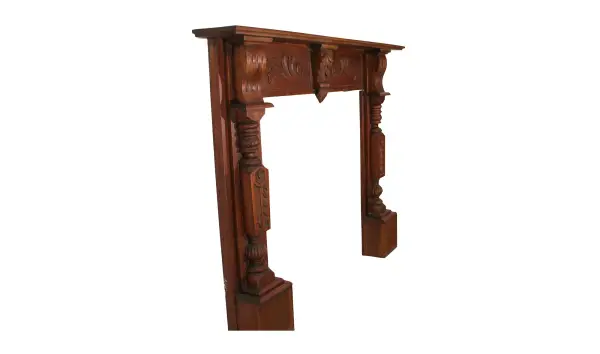 Frente de chimenea de teca simétrica