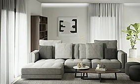 Sofá con chaise longue de diseño Lucareli Sofá con chaise longue de diseño Lucareli