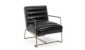 Butaca de piel negra base metal vintage Brianna Butaca de piel negra base metal vintage Brianna