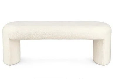 Banco pie de cama tapizado Teddy marfil