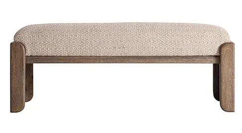 Pie de cama Liermo en yute beige y madera de mango