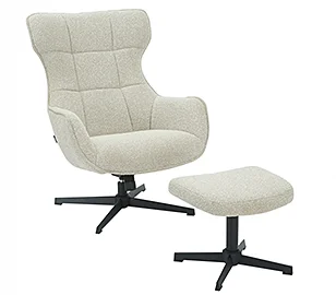 Butaca relax giratoria tapizada con puff Oslo beige