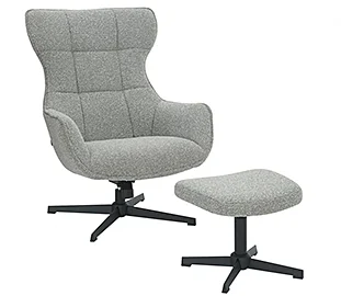 Butaca relax giratoria tapizada con puff Oslo gris
