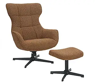 Butaca relax giratoria tapizada con puff Oslo naranja