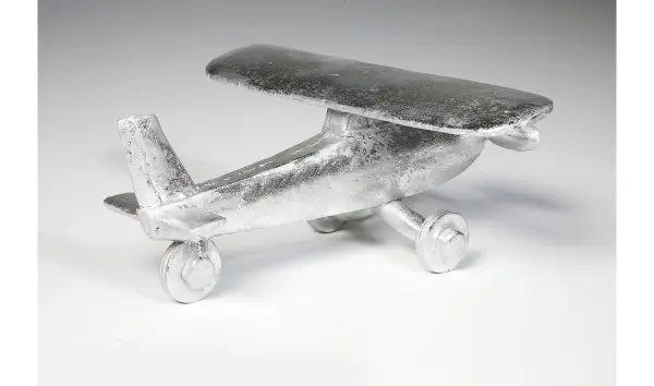 Figura decorativa Avión plata pequeño