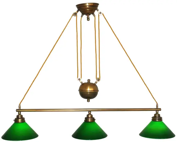 Lampara sube y baja cristal 3 tulipas verde
