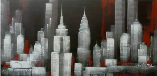 Cuadro new york blanco-negro-rojo