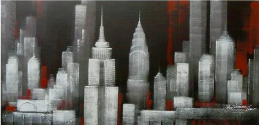 Cuadro new york blanco-negro-rojo
