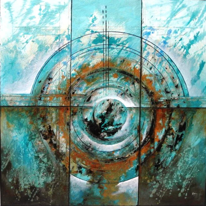 Cuadro abstracto movimiento oceanico